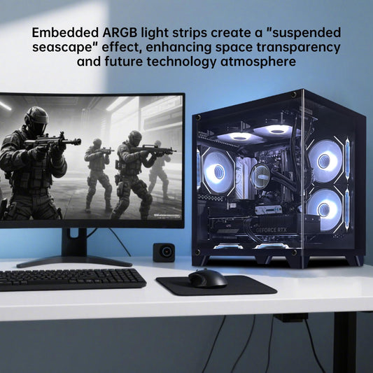 AOACE Gaming PC Desktop AMD Ryzen5 9600X, NVIDIA GeForce RTX 5070 12G DLSS 4, 32GB DDR5 RAM 6400MHz, 1TB NVMe PCIe4.0, Wi-Fi6E, Game Design Office console, Sea View Room