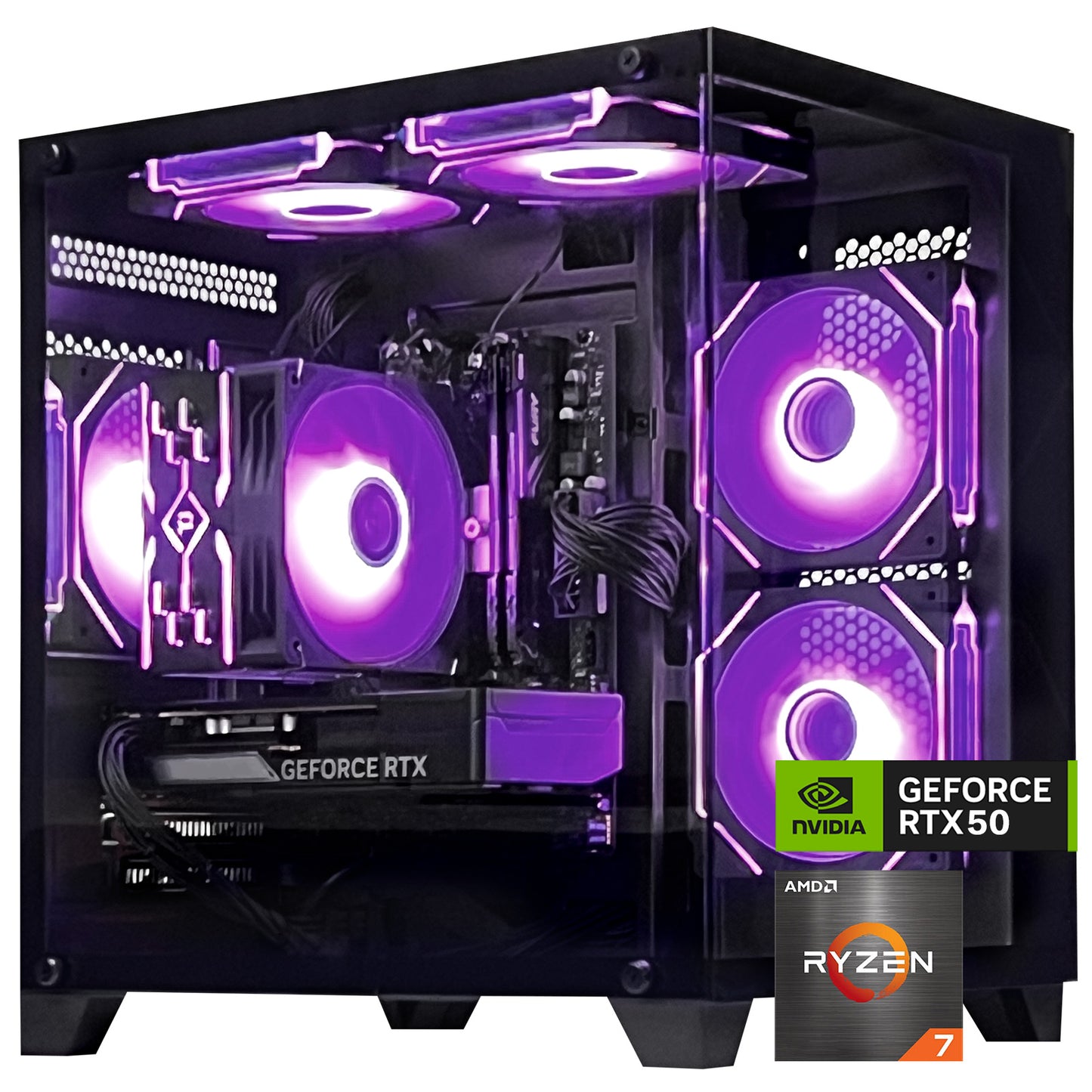 AOACE Gaming PC Desktop AMD Ryzen 7 5700X,RTX 5060 8G 32GB RAM and 1TB NVMe M.2 SSD, WiFi6E, ARGB Fan, Game Design Office console,Sea View Room Windows 11