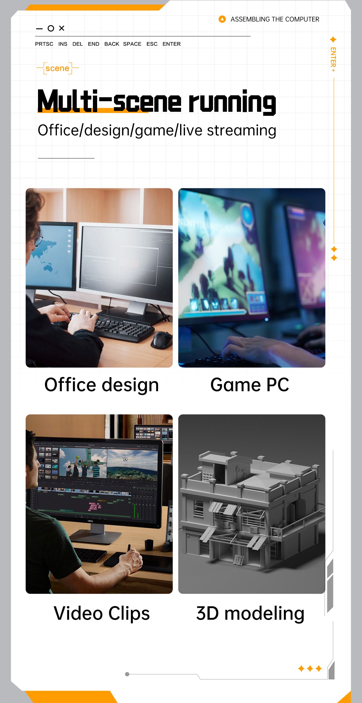 AOACE Gaming PC Desktop INTEL Core i5 14400F, NVIDIA RTX 5060 8G DLSS 4, 32GB DDR4 RAM 3200MHz,1TB NVMe PCIe4.0, Wi-Fi6E, Game Design Office console,Sea View Room