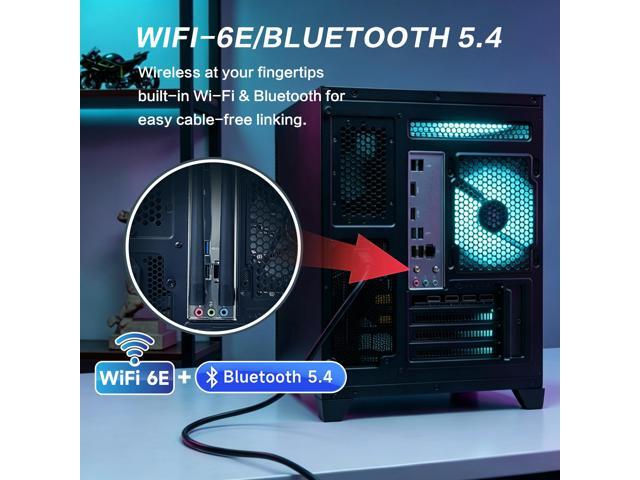 AOACE Gaming PC Desktop AMD Ryzen 7 5700X,RTX 5060 8G 32GB RAM and 1TB NVMe M.2 SSD, WiFi6E, ARGB Fan, Game Design Office console,Sea View Room Windows 11